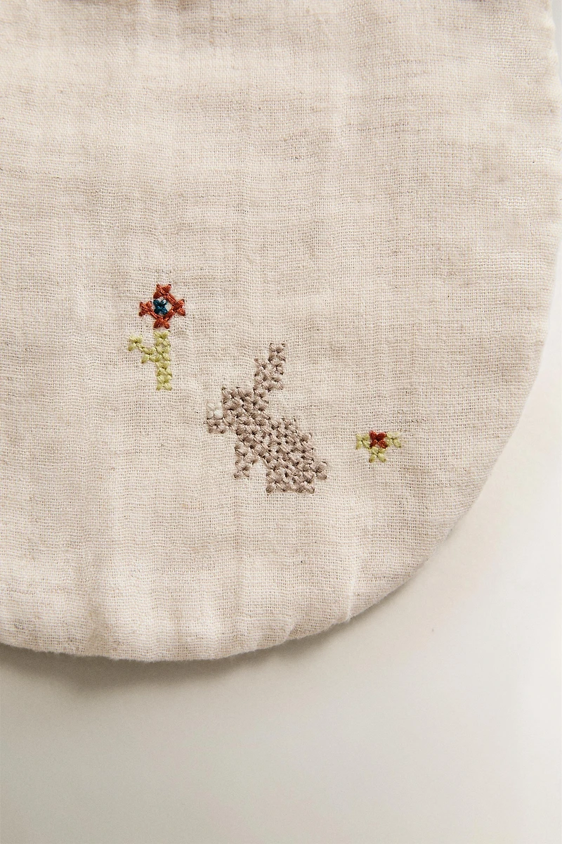 EMBROIDERED CHIFFON BABY BIB
