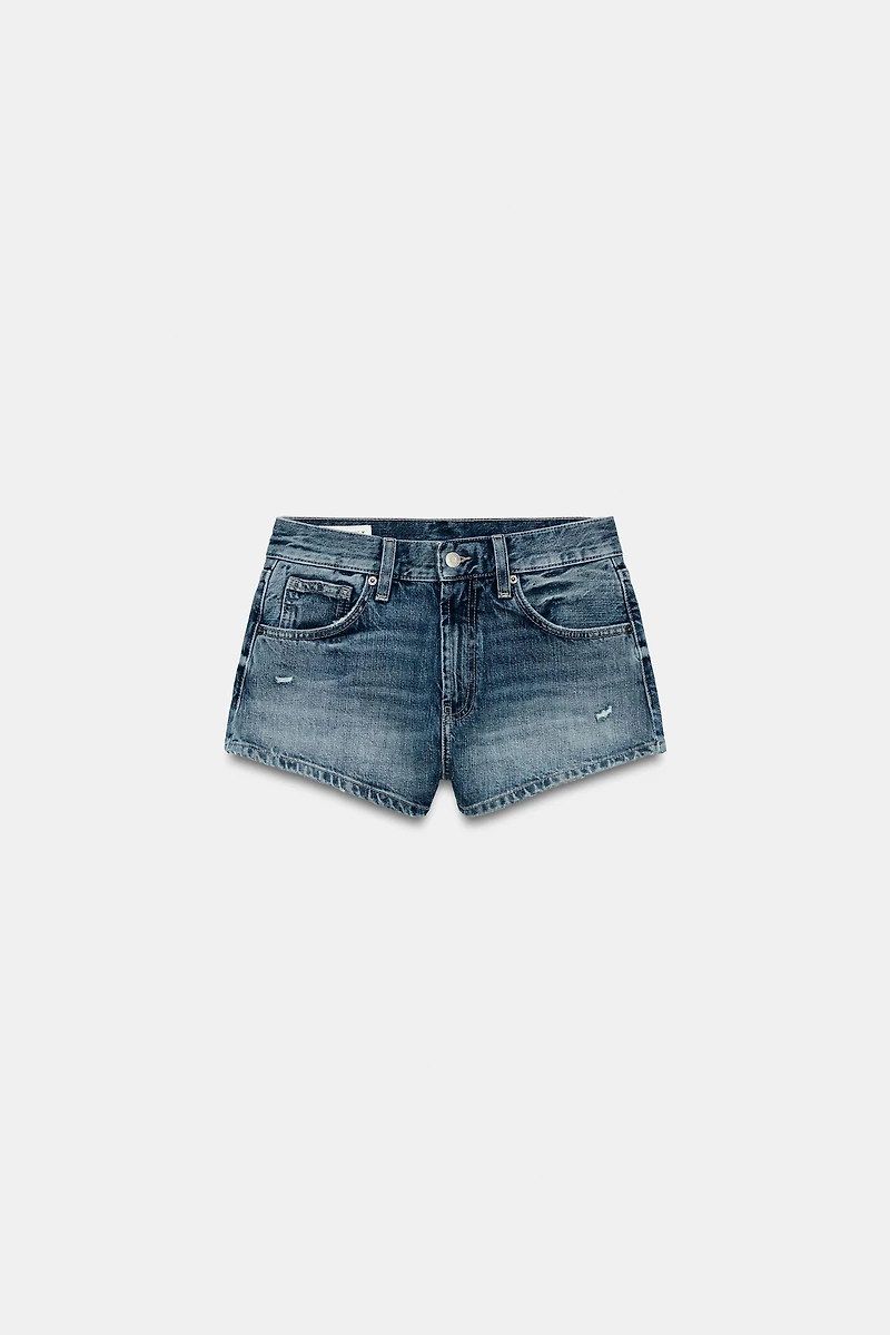 TRF CURVED HIGH-WAIST MINI DENIM SHORTS