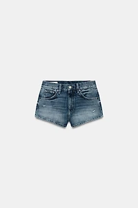 TRF CURVED HIGH-WAIST MINI DENIM SHORTS
