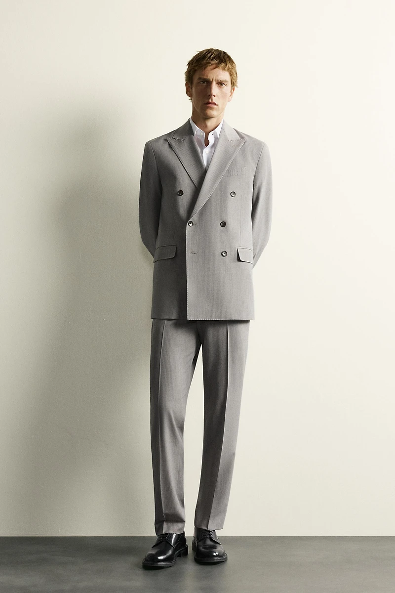 STRIPED REGULAR FIT SUIT PANTS