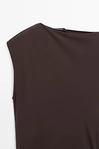 Asymmetric ruched midi dress