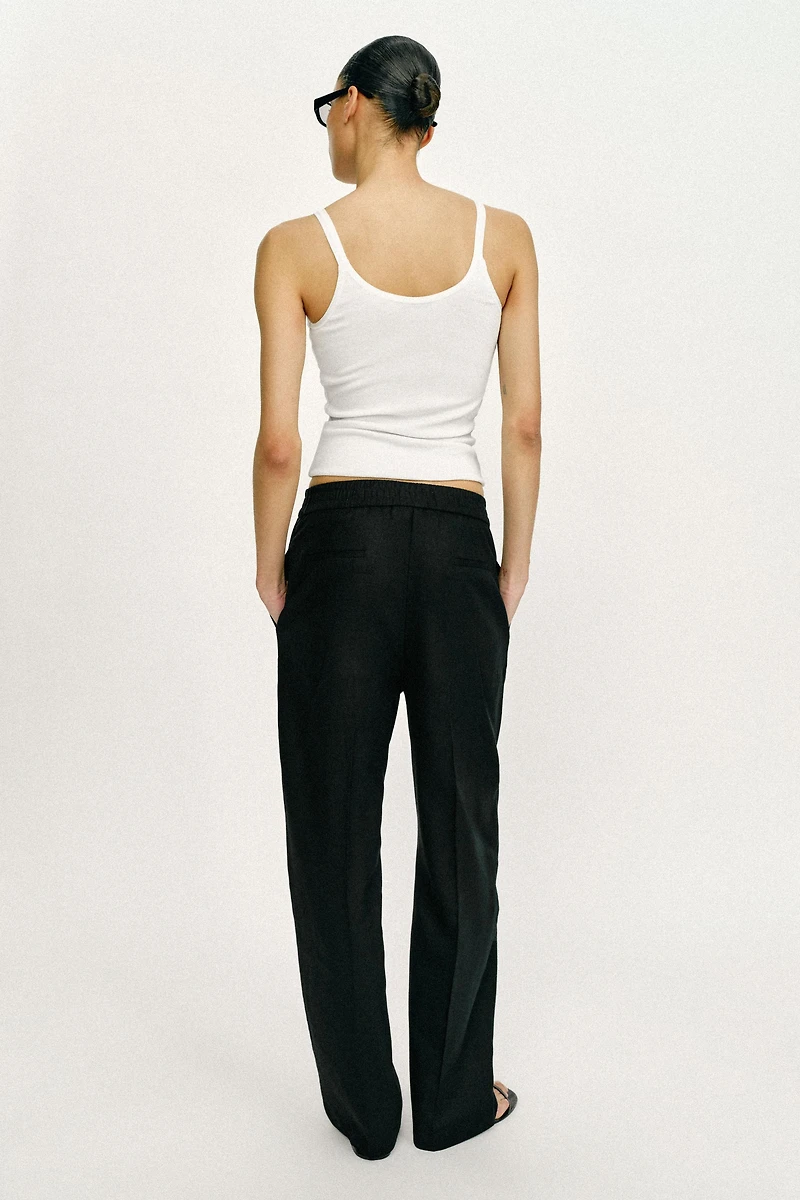 LINEN STRAIGHT LEG PANTS