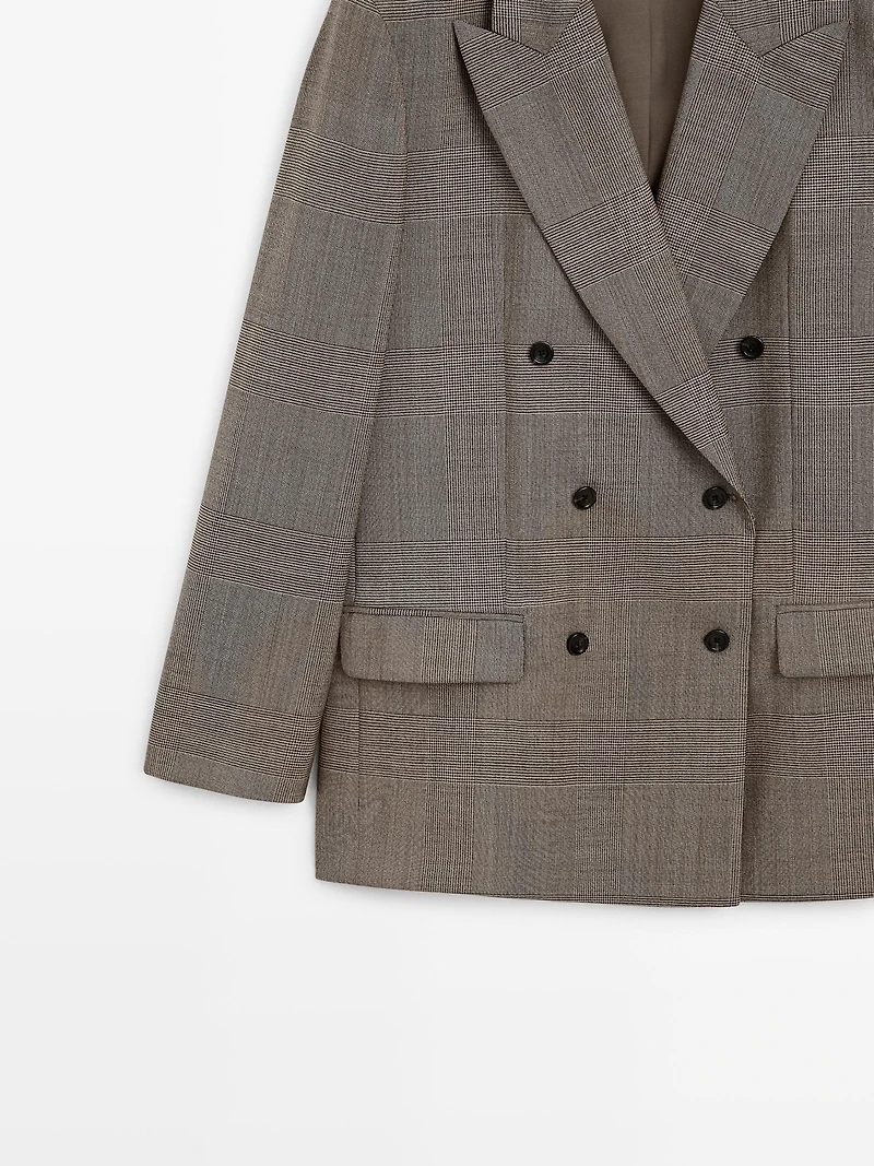 Check wool suit blazer