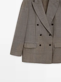 Check wool suit blazer