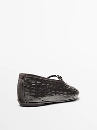 Soft mock croc leather ballet flats