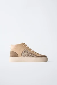 SPARKLY HIGH-TOP SNEAKERS