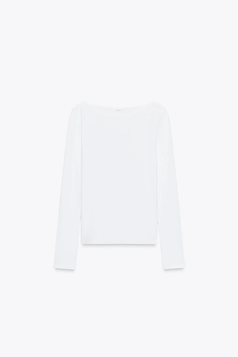 T-SHIRT COL BATEAU EN COTON
