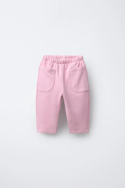 PANTALON EN MOLLETON BAGGY AVEC ÉTIQUETTE