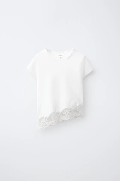 T-SHIRT UNI BAS DENTELLE