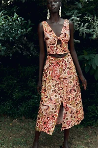 PRINTED RUSTIC MIDI SKIRT