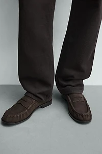 GATHERED LEATHER LOAFERS