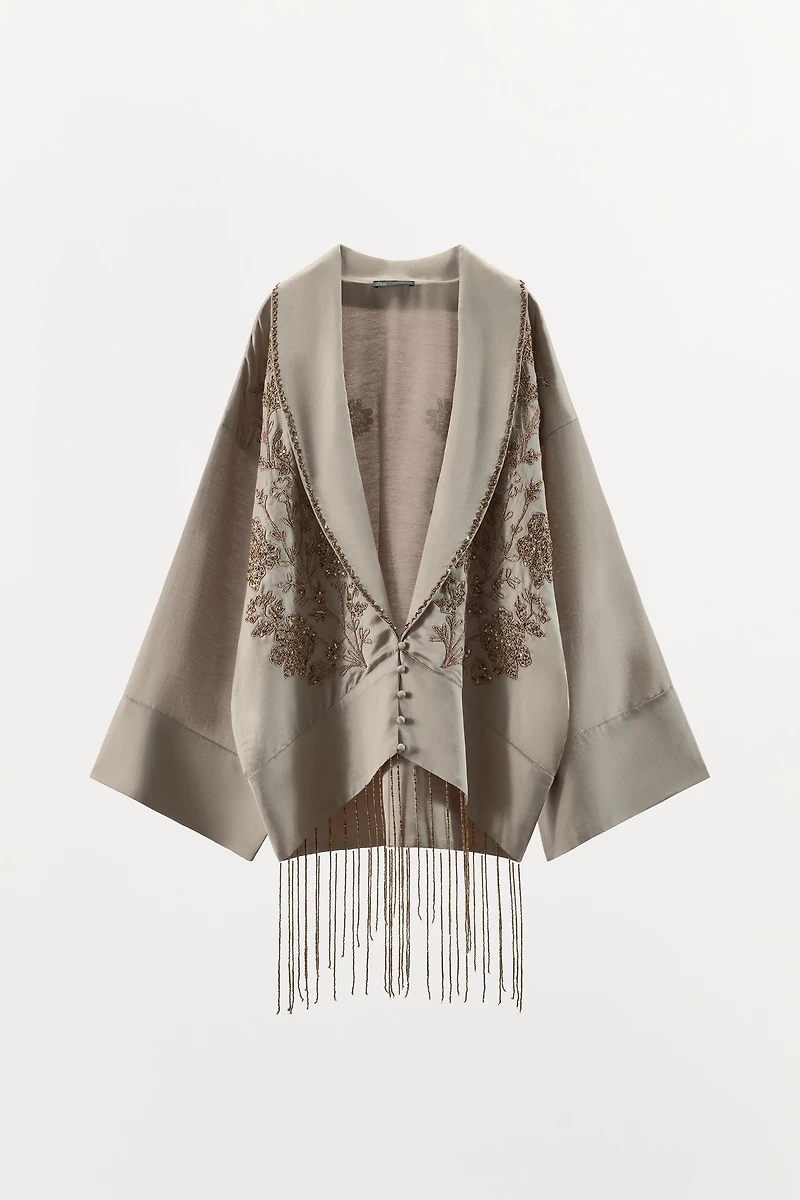 LIMITED EDITION EMBROIDERED BEADED KIMONO