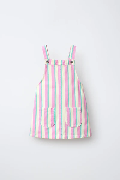 ROBE-SALOPETTE EN SERGÉ À RAYURES