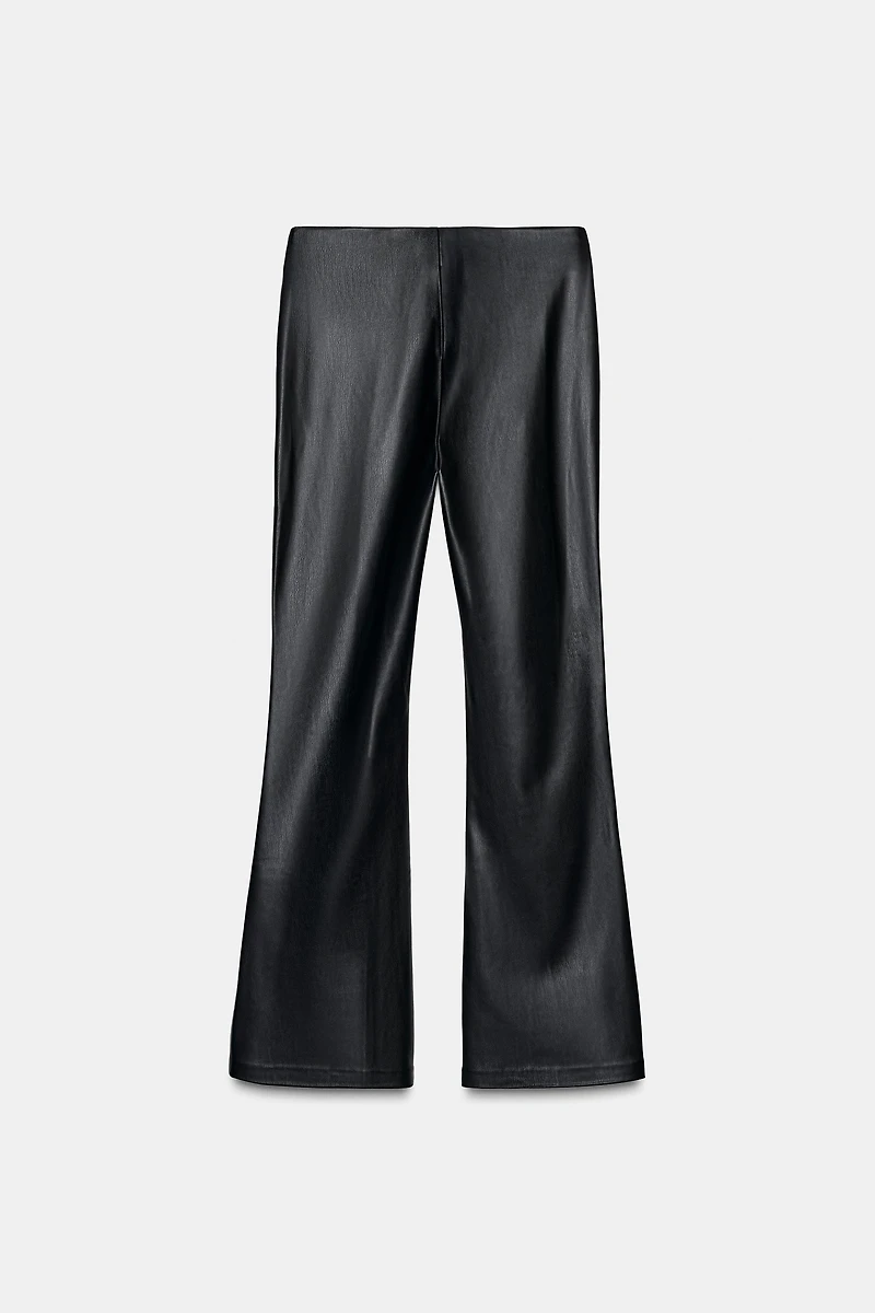 FAUX LEATHER MINI FLARE LEGGINGS
