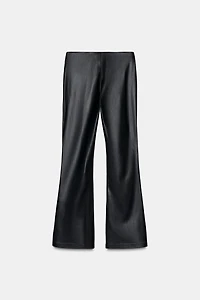 FAUX LEATHER MINI FLARE LEGGINGS