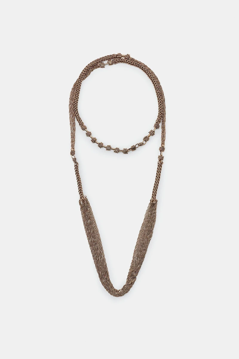 LONG DOUBLE CHAIN NECKLACE