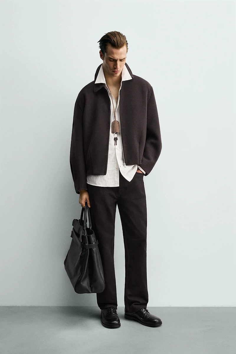 BLOUSON COUPE BOXY AVEC LAINE