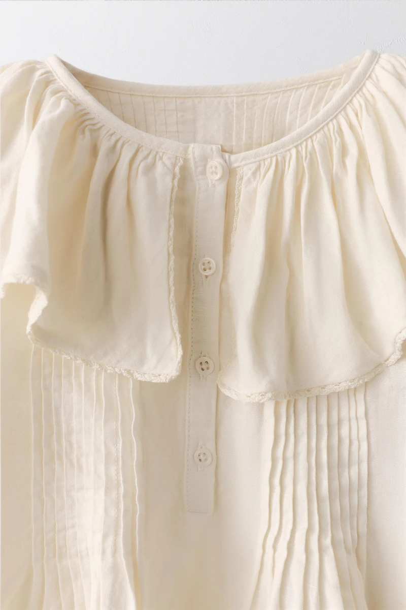BLOUSE PLIS DENTELLE LIN COTON 2-5 ANS ÉDITION LIMITÉE