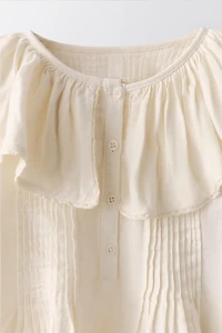 BLOUSE PLIS DENTELLE LIN COTON 2-5 ANS ÉDITION LIMITÉE