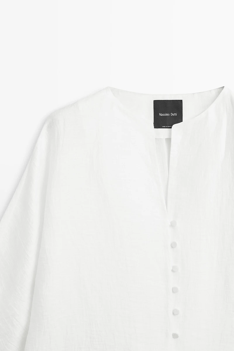 Linen blend overshirt with buttons