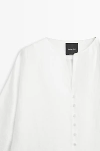 Linen blend overshirt with buttons