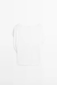 Flowing short sleeve crepe-effect T-shirt