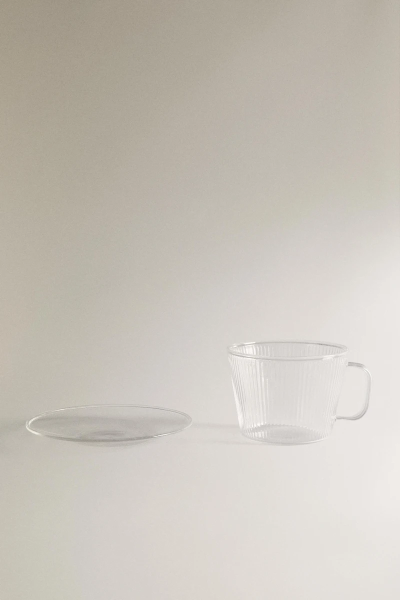 BOROSILICATE GLASS TEACUP AND SAUCER