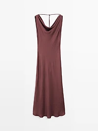 Long satin dress with back detail