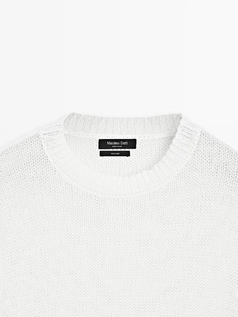 Pull en maille à manches courtes lin