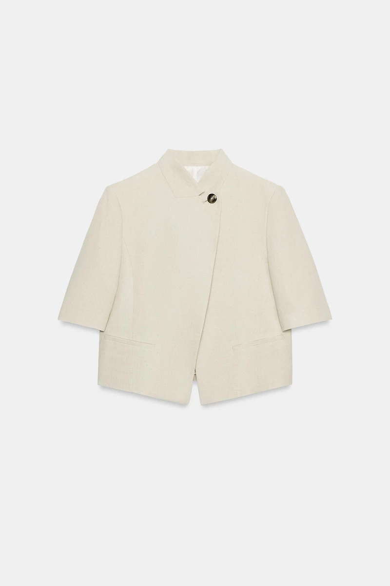 VESTE EN LIN À MANCHES COURTES