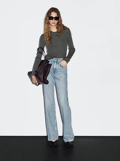 Pull laine en maille côtelée