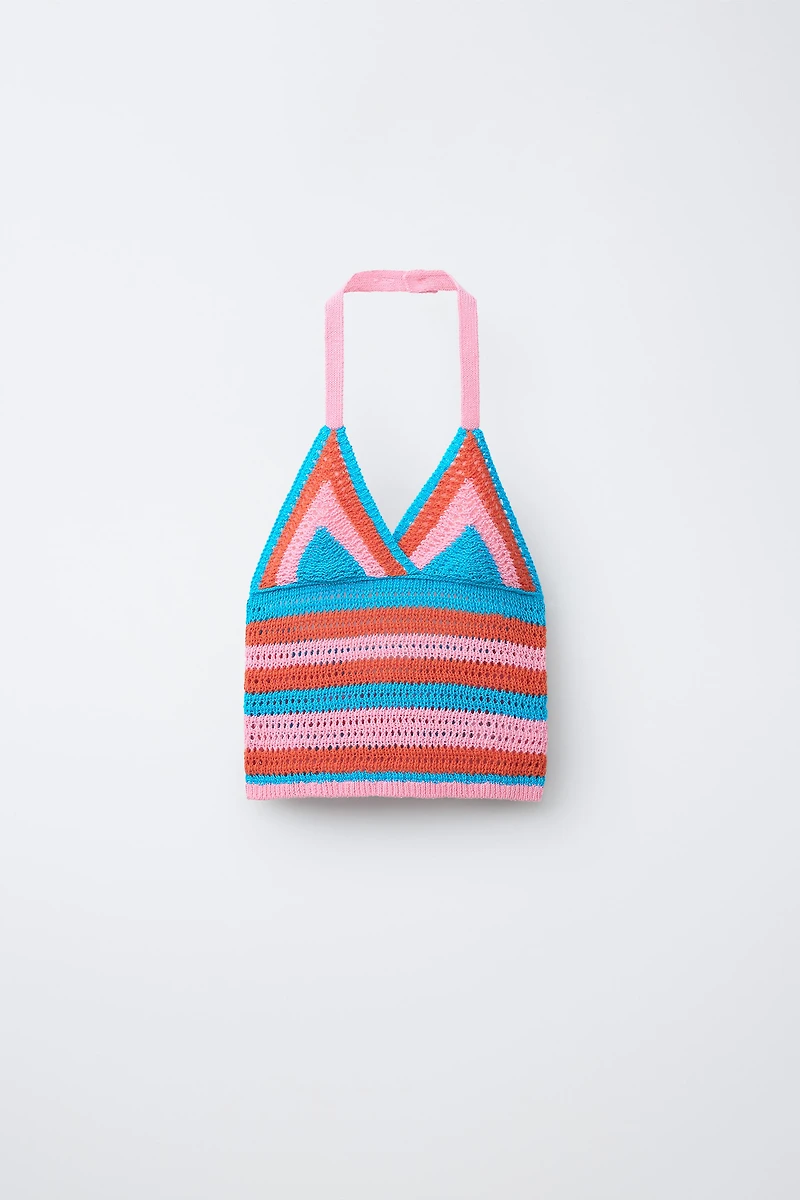 CROCHET KNIT HALTER TOP