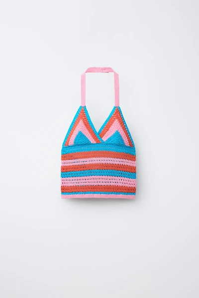 CROCHET KNIT HALTER TOP