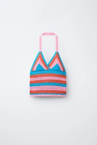 CROCHET KNIT HALTER TOP