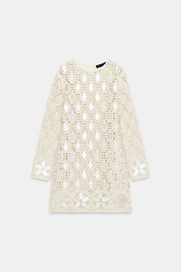 BEADED OPEN-KNIT DRESS