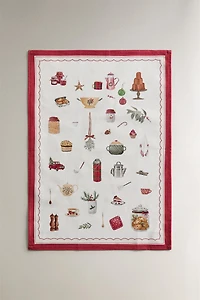 SET OF COTTON KITCHEN TOWELS WITH CHRISTMAS FOOD PRINT (SET OF 2)