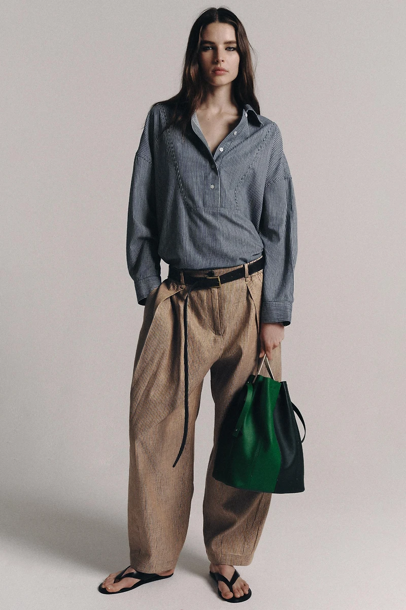 PANTALON À PINCES AVEC LIN ZW COLLECTION