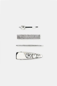 PACK OF 4 METAL JEWEL HAIR CLIPS