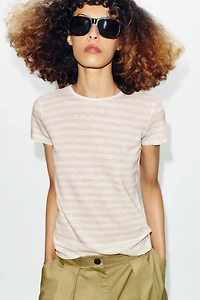 T-SHIRT MANCHES COURTES AVEC LIN