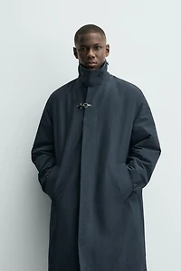 QUILTED TECHNICAL TRENCH COAT WITH FIREMAN CLASP