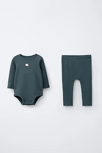 ENSEMBLE BODY ET LEGGING BRODÉ MOUTON