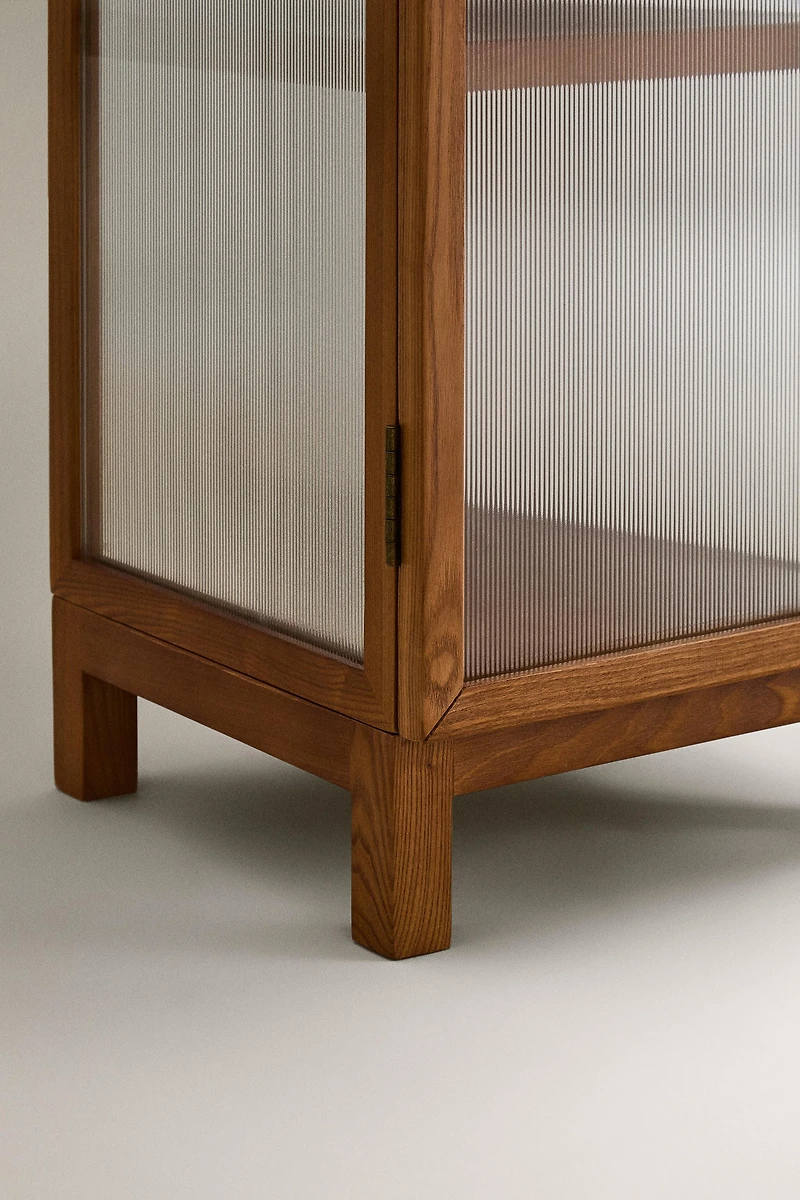 ASH WOOD STORAGE UNIT WITH GLASS DOORS