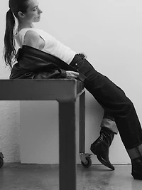 T-shirt col V en coton mercerisé