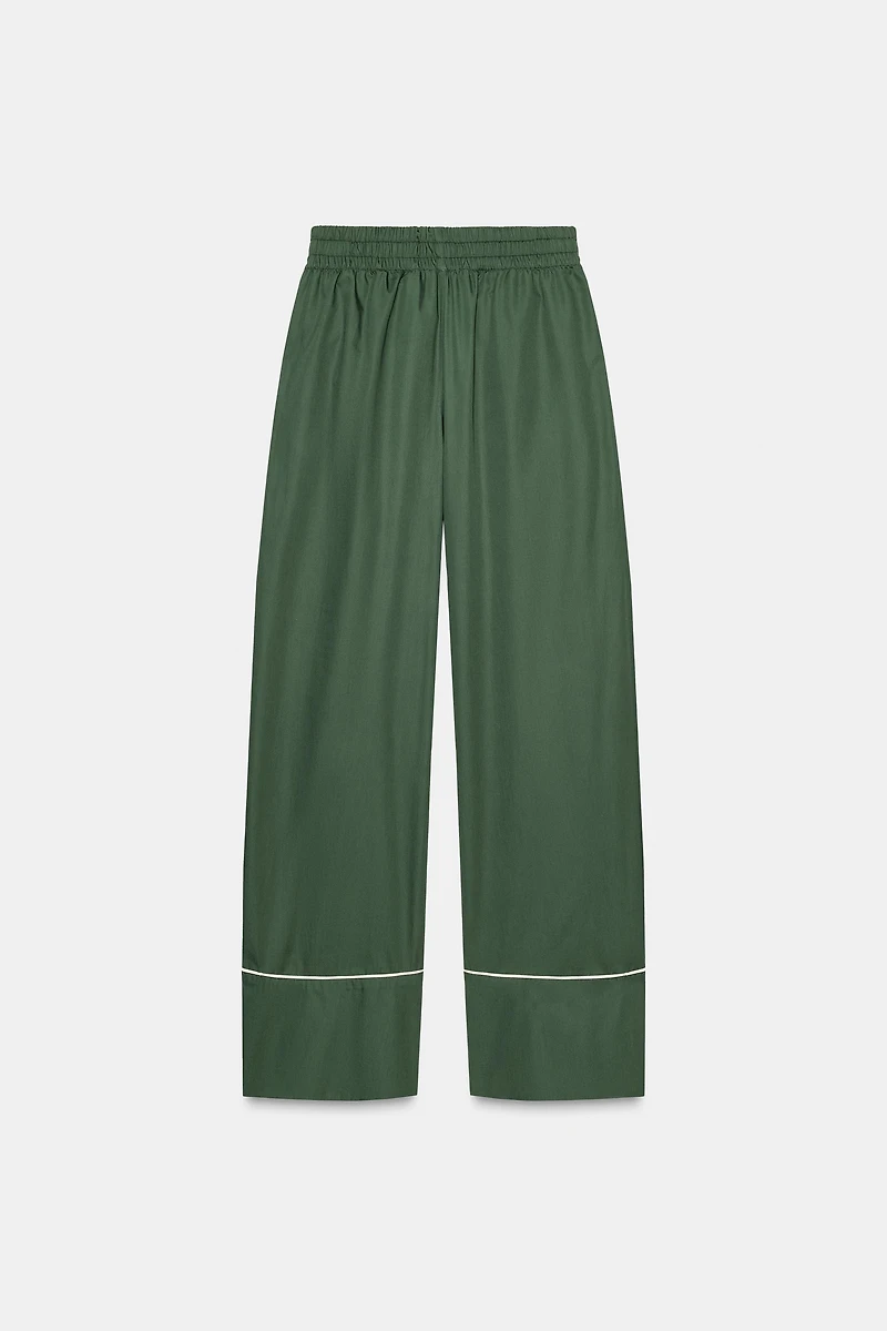 PANTALON EN POPELINE À CONTRASTE