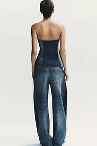 TRF DENIM BANDEAU TOP