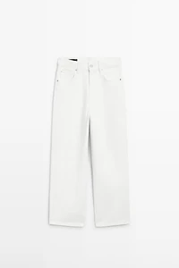 Jean wide leg cropped taille moyenne