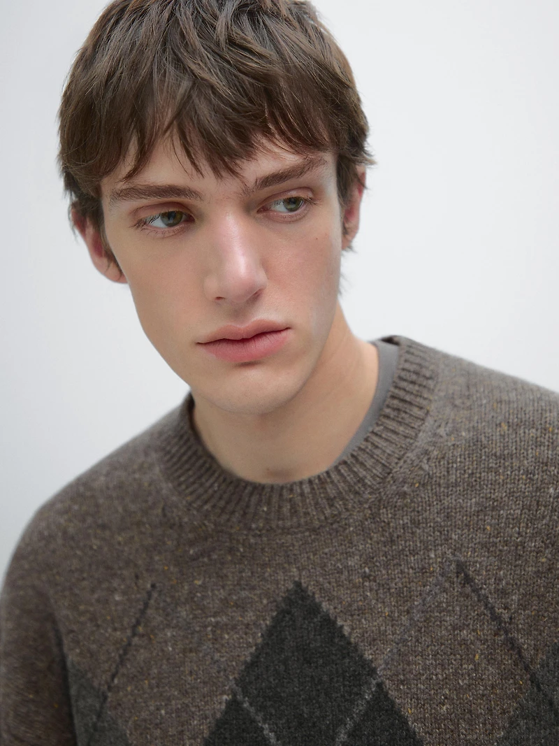 Pull à losanges en maille de laine