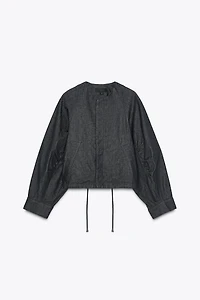 ZW COLLECTION DENIM PUFFER BOMBER JACKET