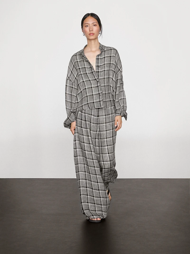 100% linen check shirt