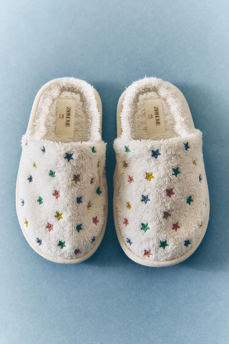 TERRYCLOTH STAR BATHROOM SLIPPERS